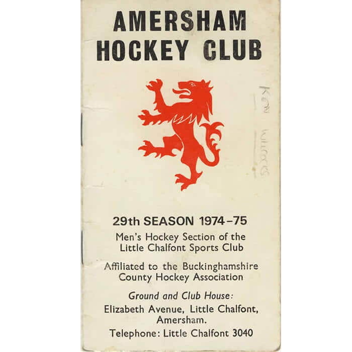 Amersham Hockey Club Fixture Card 1974-75 29th Year
