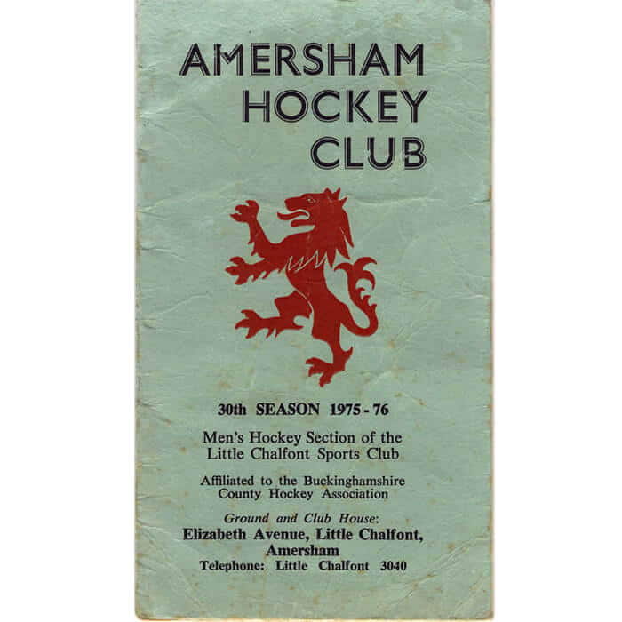 Amersham Hockey Club Fixture Card 1975-76 30th Year