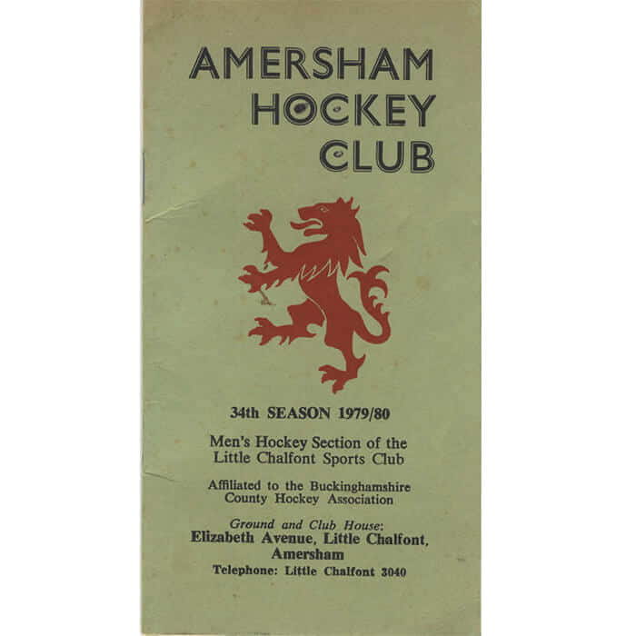 Amersham Hockey Club Fixture Card 1979-80 34th Year