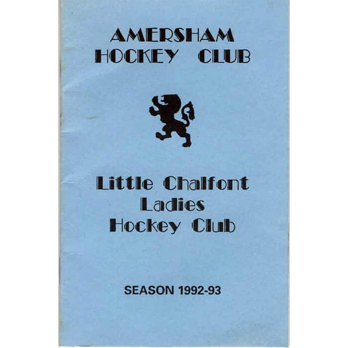 Amersham Hockey Club Fixture Card 1992-93 46th Year