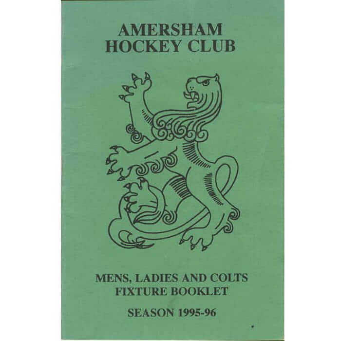 Amersham Hockey Club Fixture Card 1995-96 49th Year