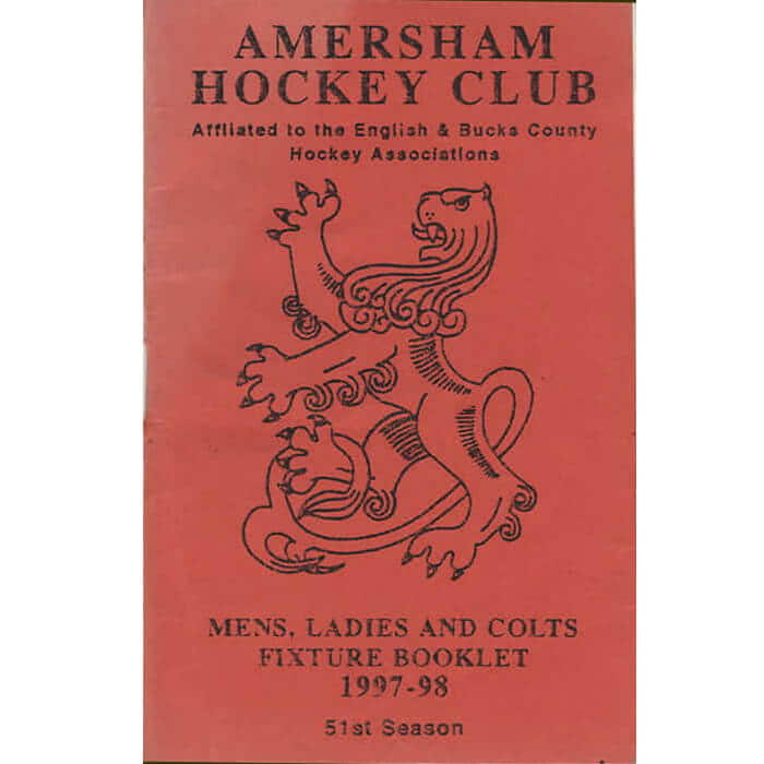 Amersham Hockey Club Fixture Card 1997-98 51st Year